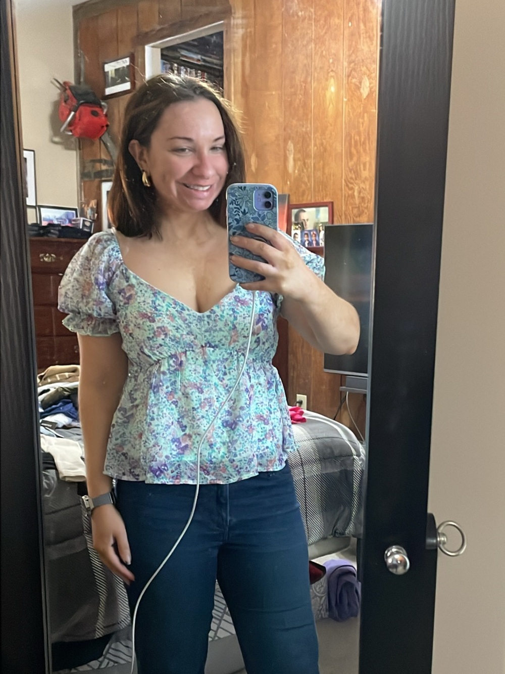 Peach Love floral print top